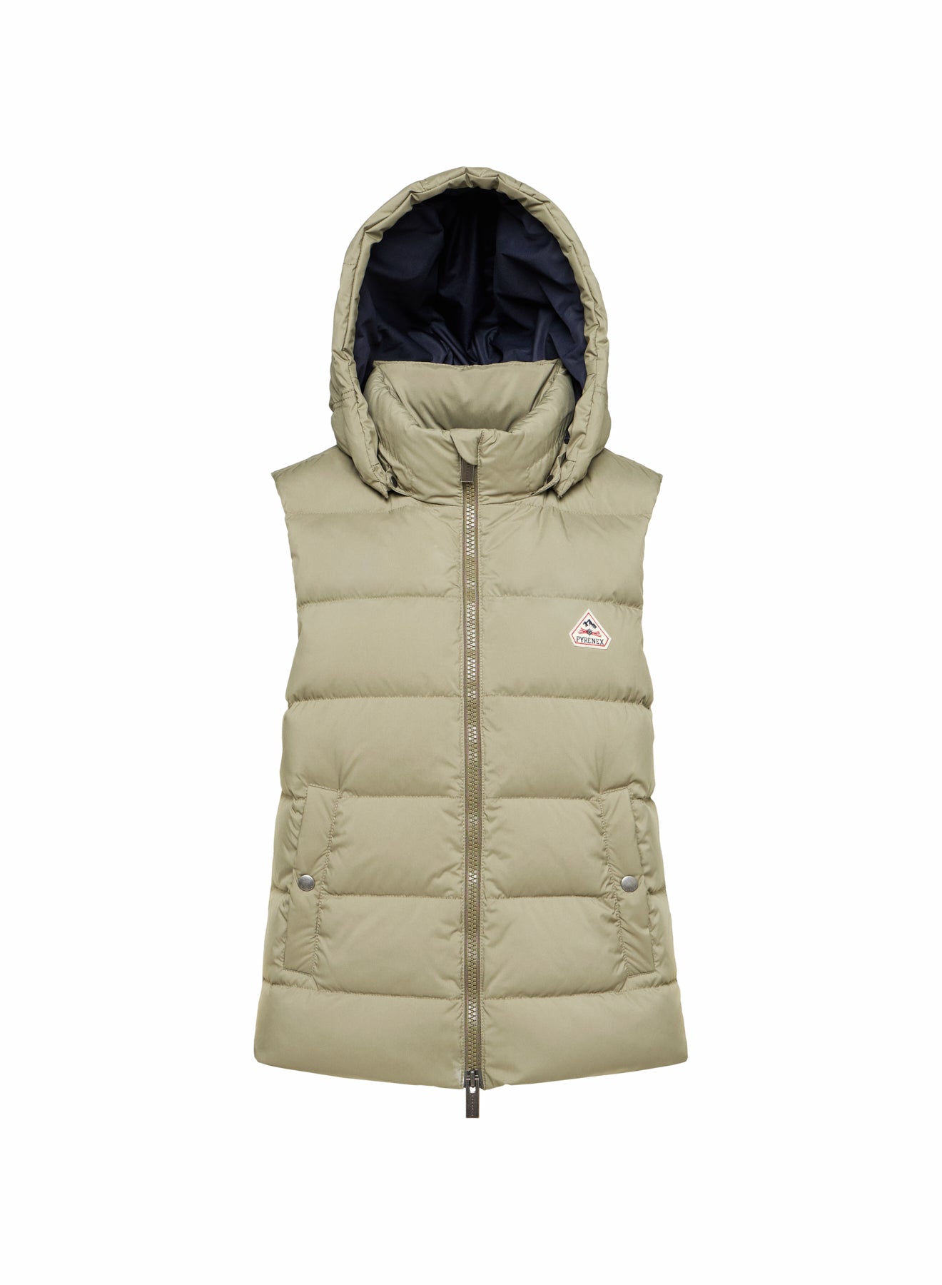 pyrenex-spoutnic-doudoune-sans-manches-femme-capuche-amovible-khaki-clair image 6