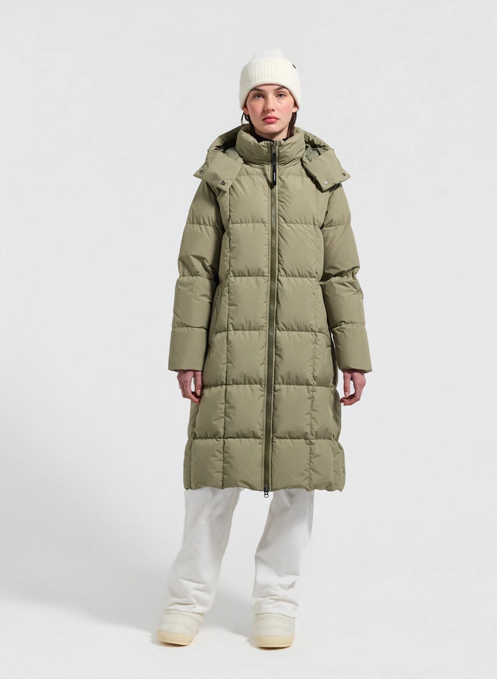 pyrenex-mystery-doudoune-hiver-longue-capuche-femme-kaki-clair image 1