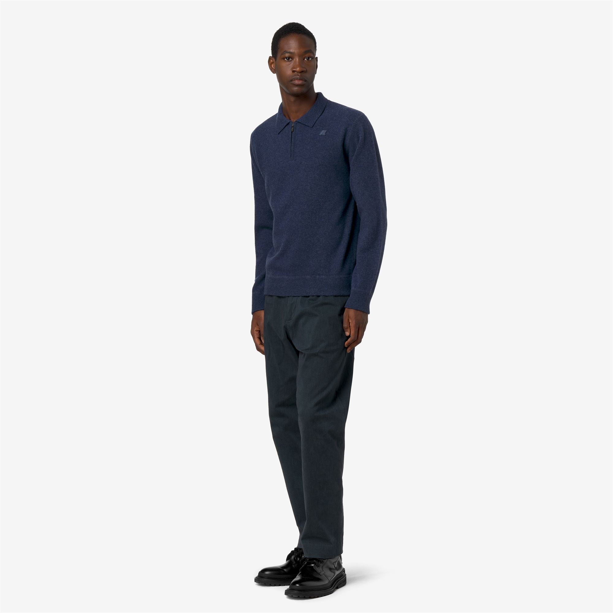 k-way-gleren-fleece-stitch-polo-maille-homme-blue-dusty image 4