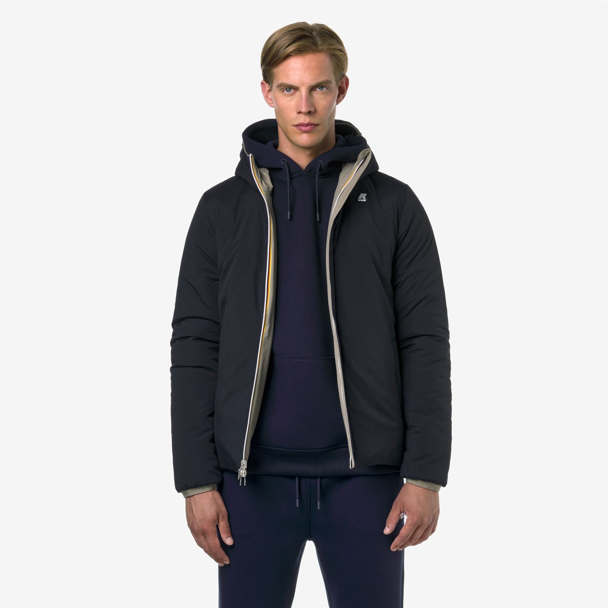 k-way-jack-st-warm-double-veste-court-homme-beige-t-blue-d image 4