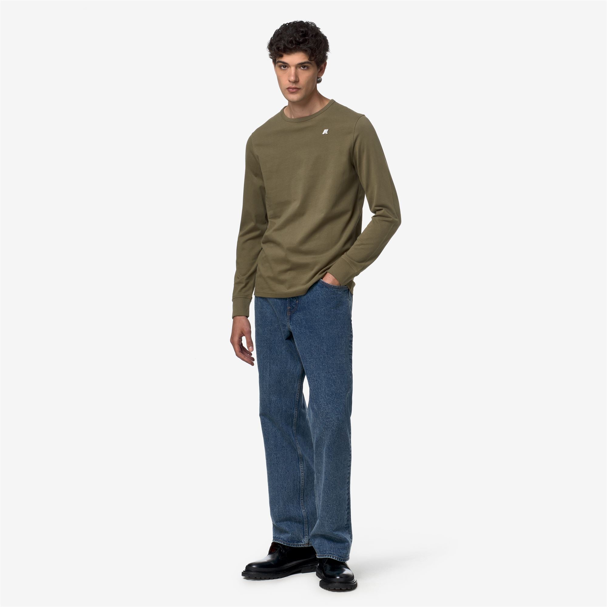 k-way-elmer-t-shirt-manches-longues-homme-green-army image 4