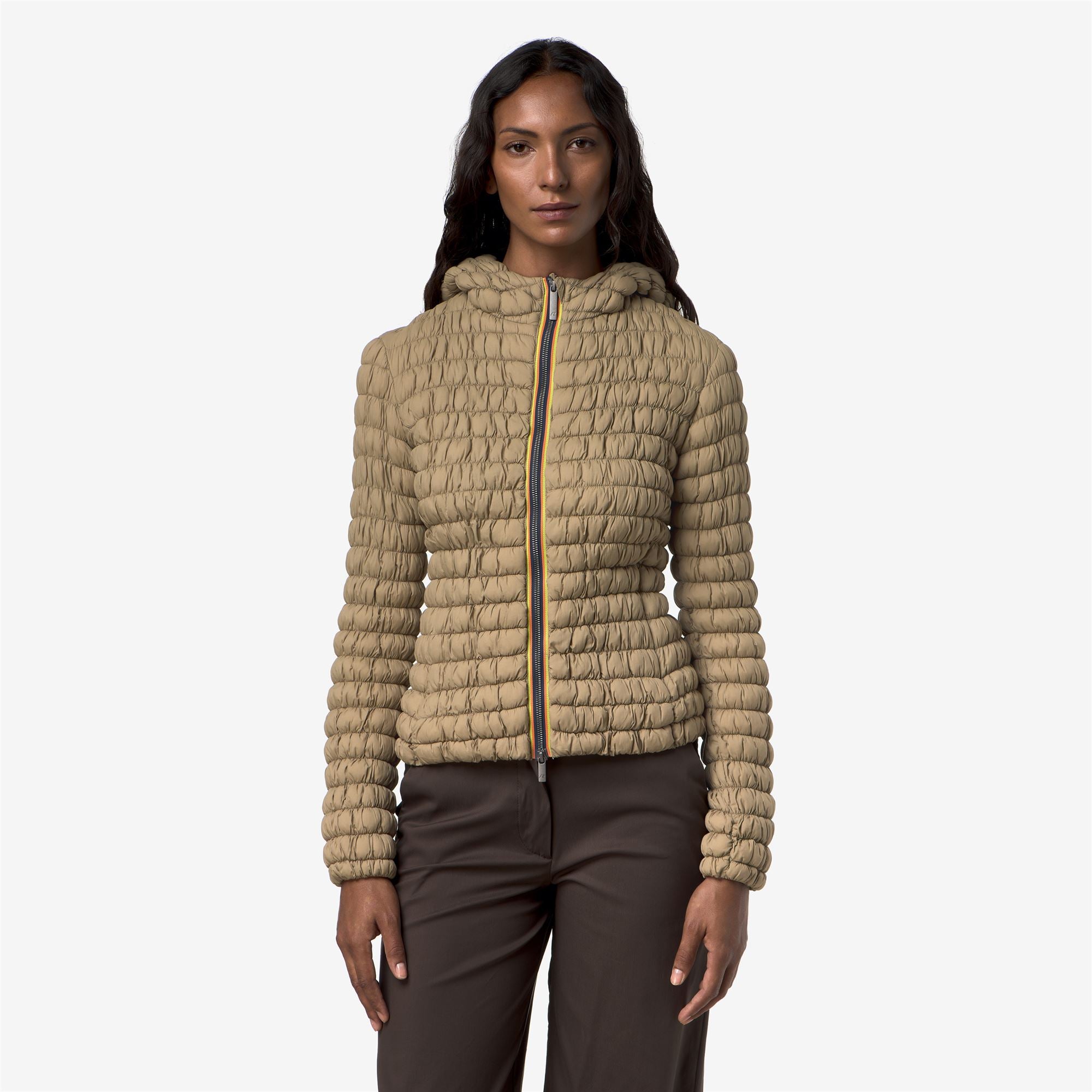k-way-shyda-tech-warm-veste-court-femme-beige-khaki image 1