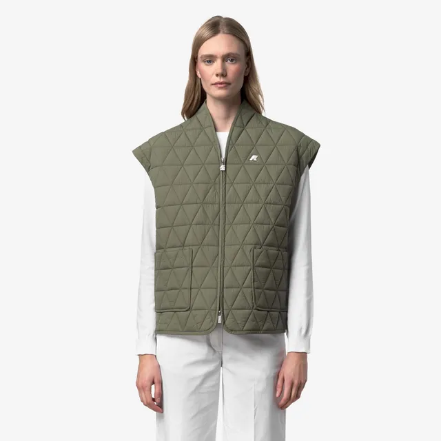 k-way-saloire-diamond-quilted-warm-af-gilet-femme-green-lichen image 1