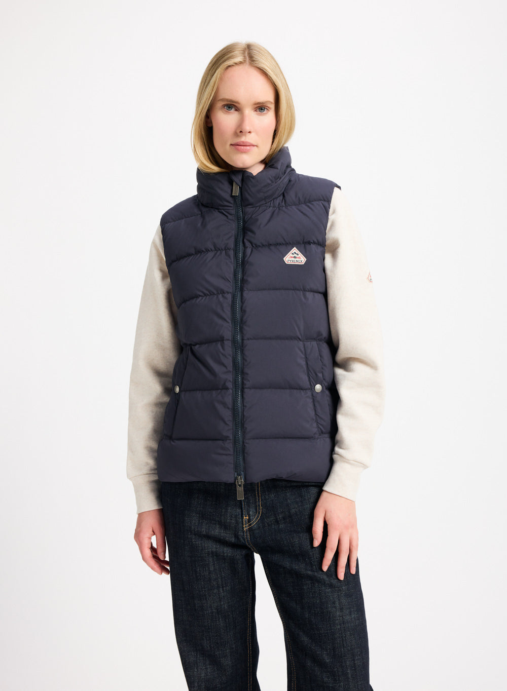 pyrenex-spoutnic-doudoune-sans-manches-femme-capuche-amovible-bleu-fonc image 5