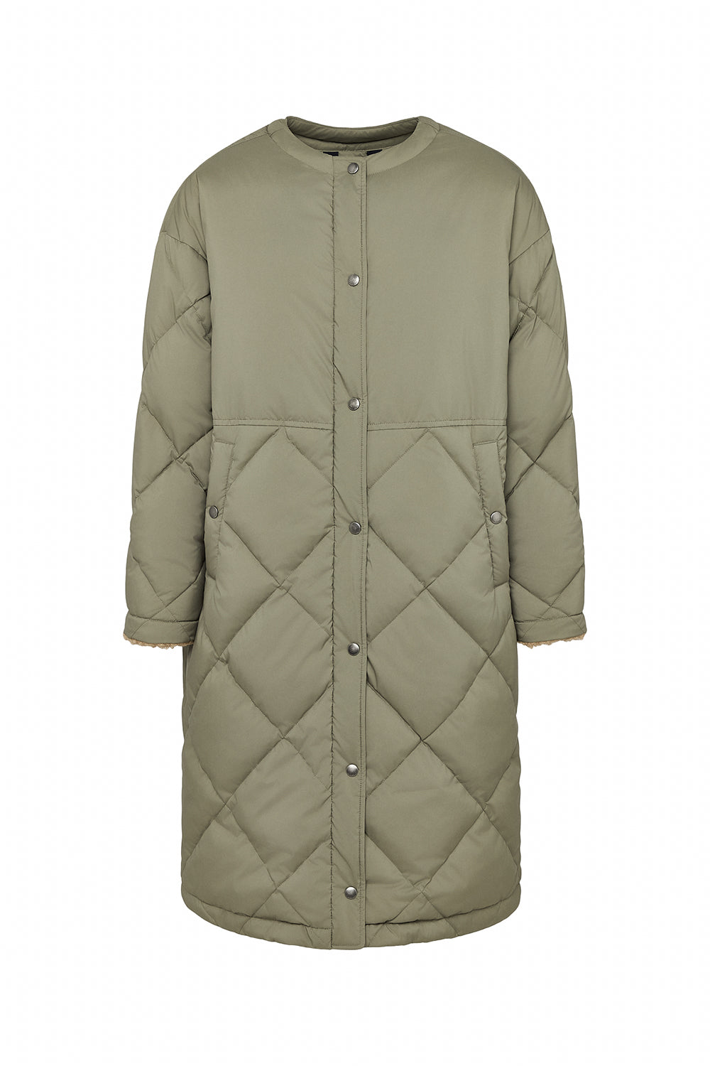 pyrenex-blossom-doudoune-longue-femme-khaki-matelassage-losanges image 6