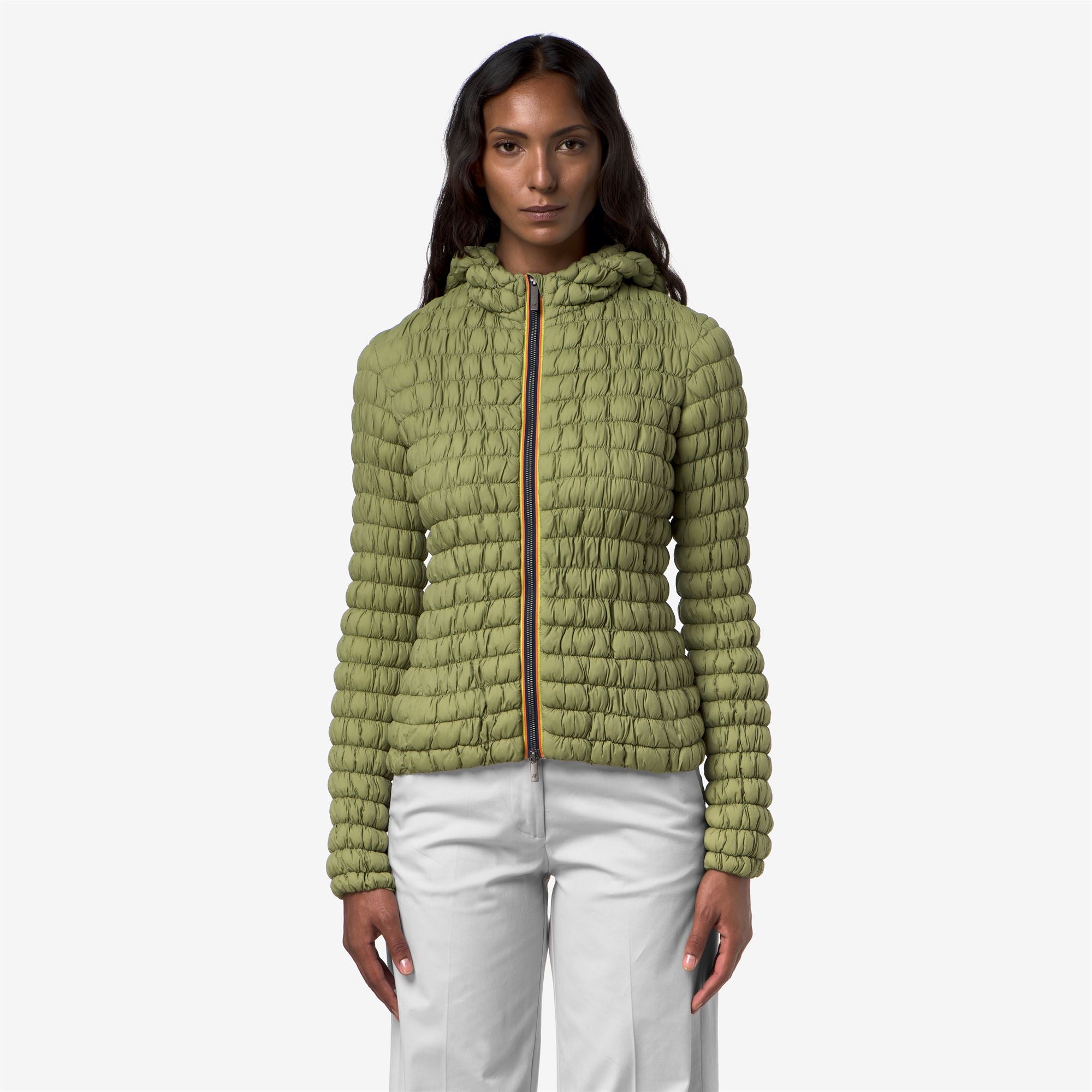 k-way-shyda-tech-warm-doudoune-courte-femme-green-gold image 1