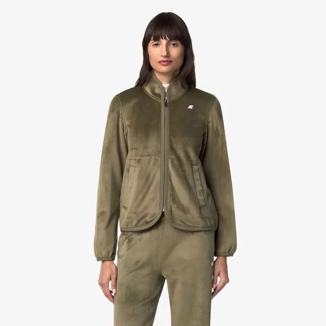 k-way-tuda-velour-polar-veste-polaire-femme-green-army image 1