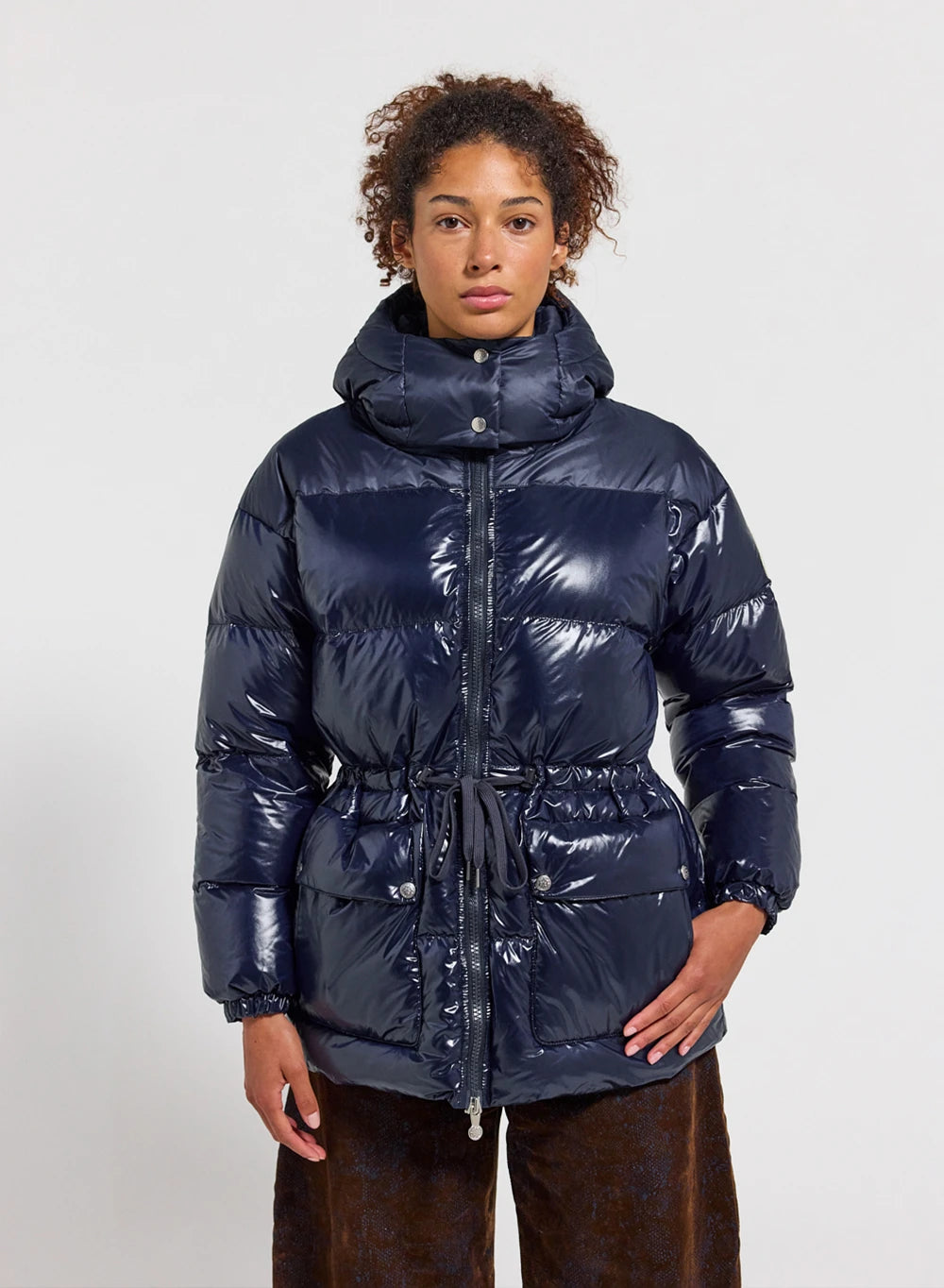 pyrenex-alexa-doudoune-brillante-capuche-femme-bleu-marine image 1