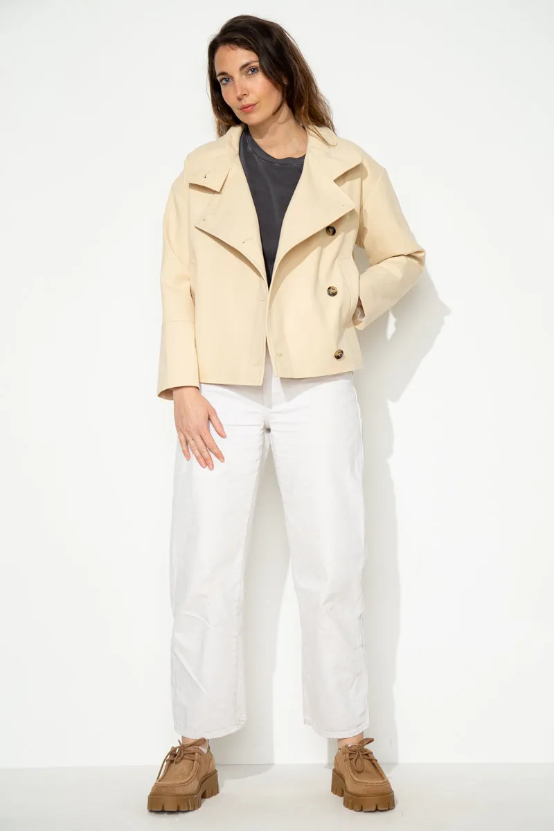trench-coat-sofar-manteau-court-oversize-100-coton-beige image 1