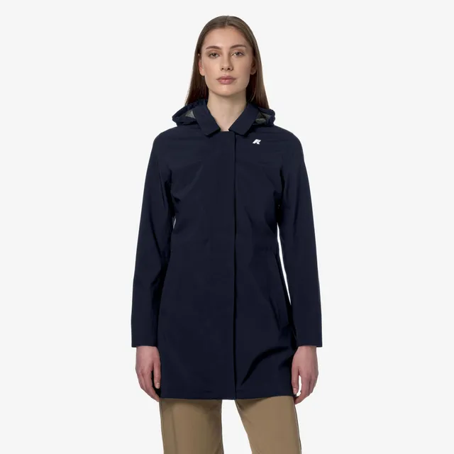 k-way-mathy-bonded-jersey-veste-mi-longue-trench-femme-blue-depth image 1