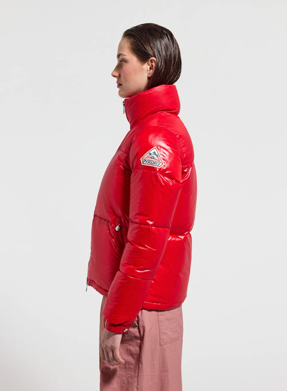 pyrenex-goldin-doudoune-courte-brillante-femme-rouge image 3