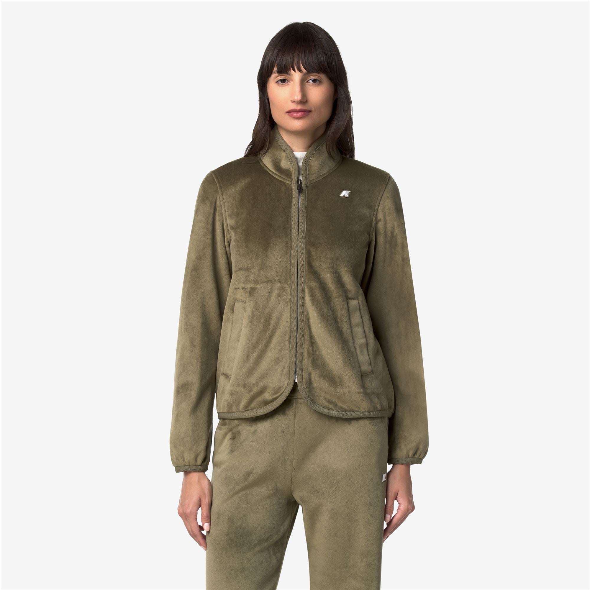 k-way-tuda-velour-polar-veste-polaire-femme-green-army image 1