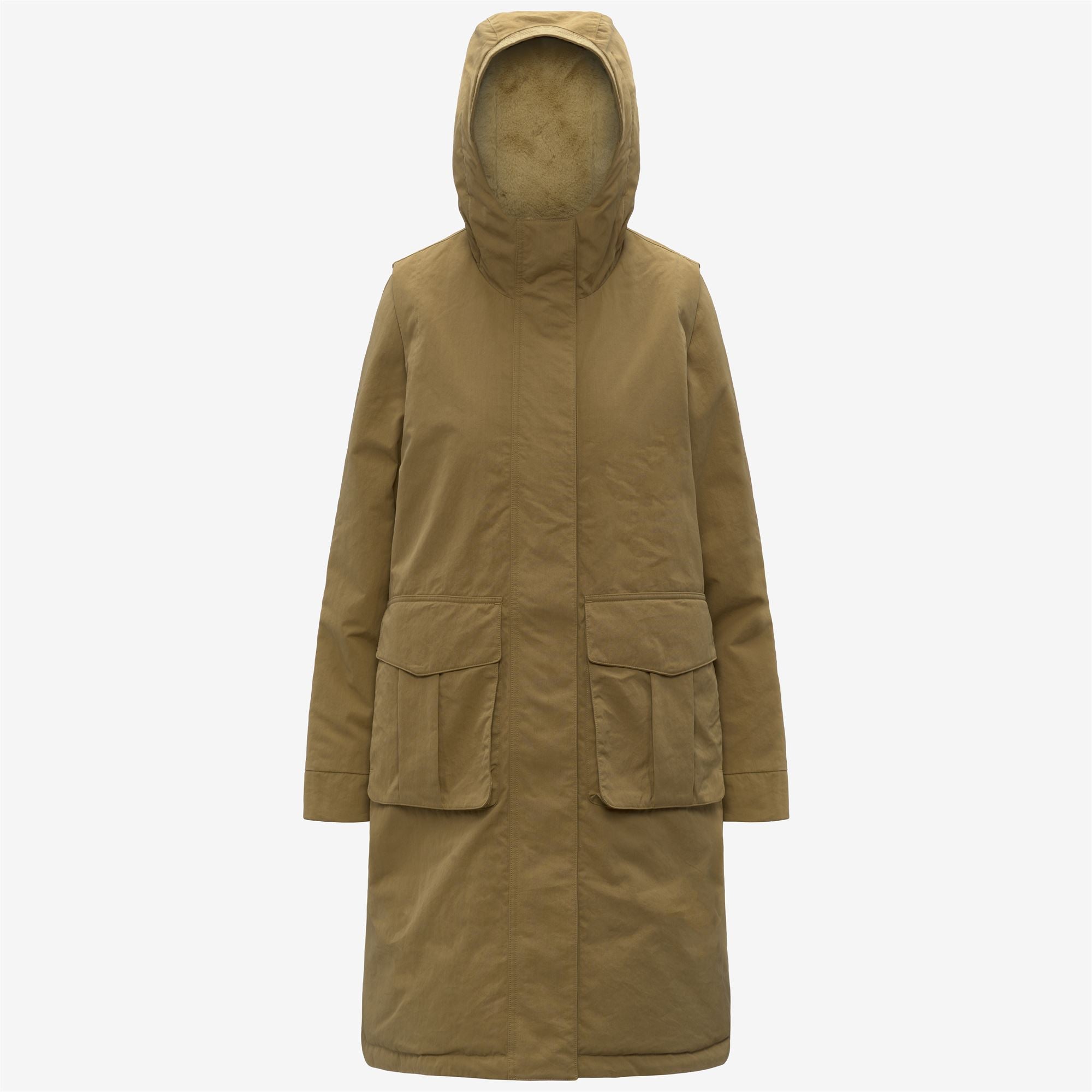 k-way-brunil-cotton-feel-parka-longue-femme-beige-seed-beige-fur image 5