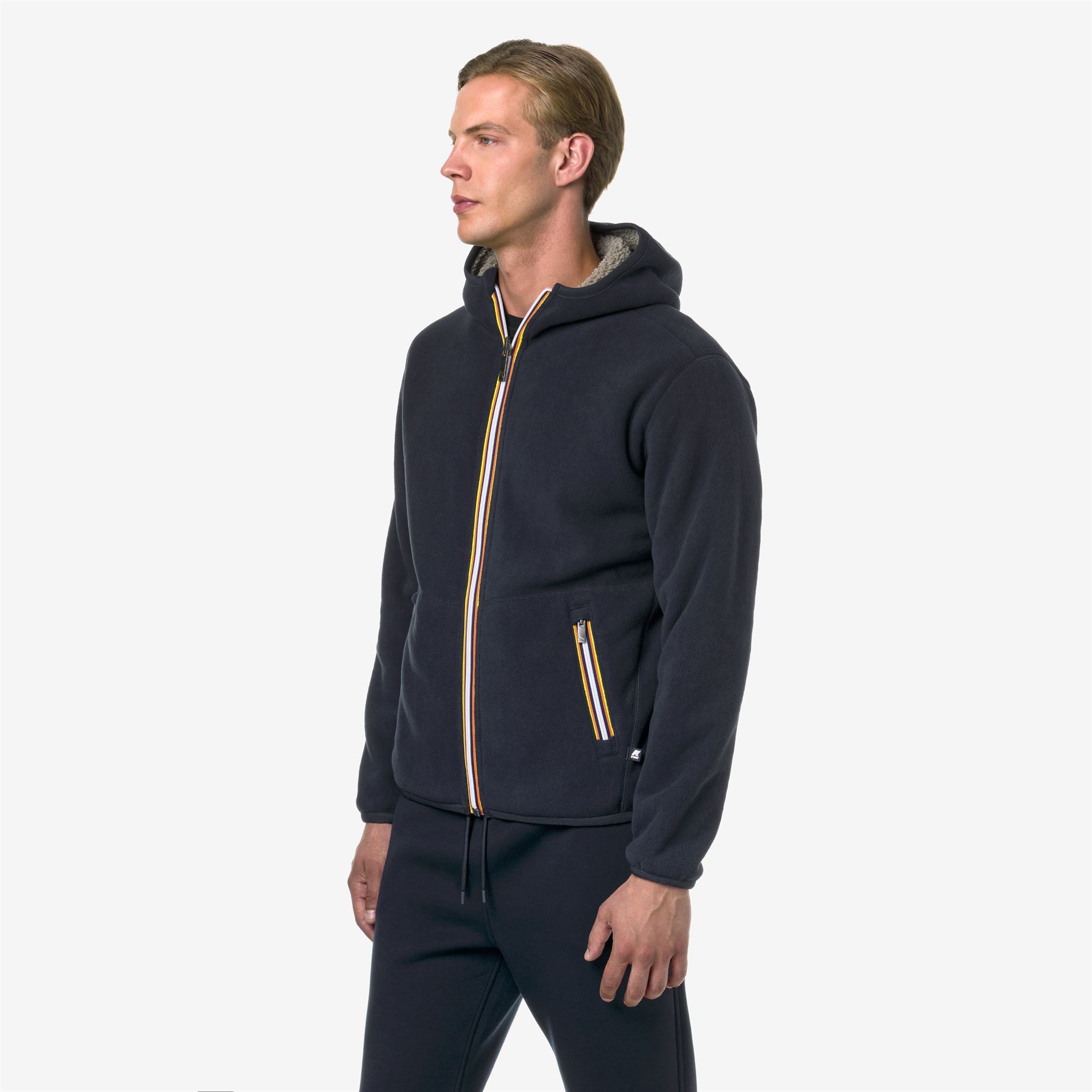 k-way-jack-sherpa-polar-double-veste-polaire-homme-blue-depth-beige-taupe image 2
