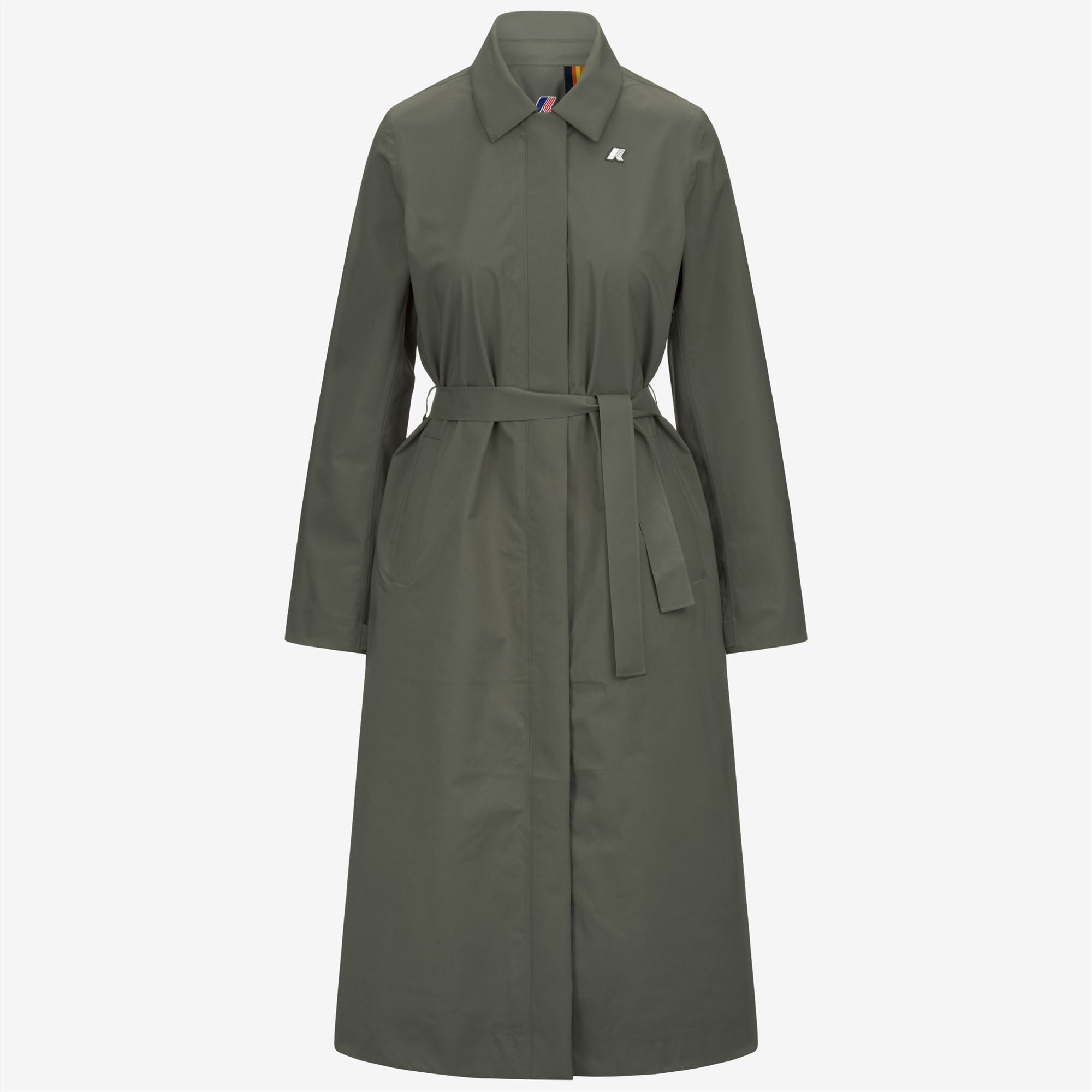k-way-barbra-stretch-2l-veste-longue-femme-green-lichen image 5