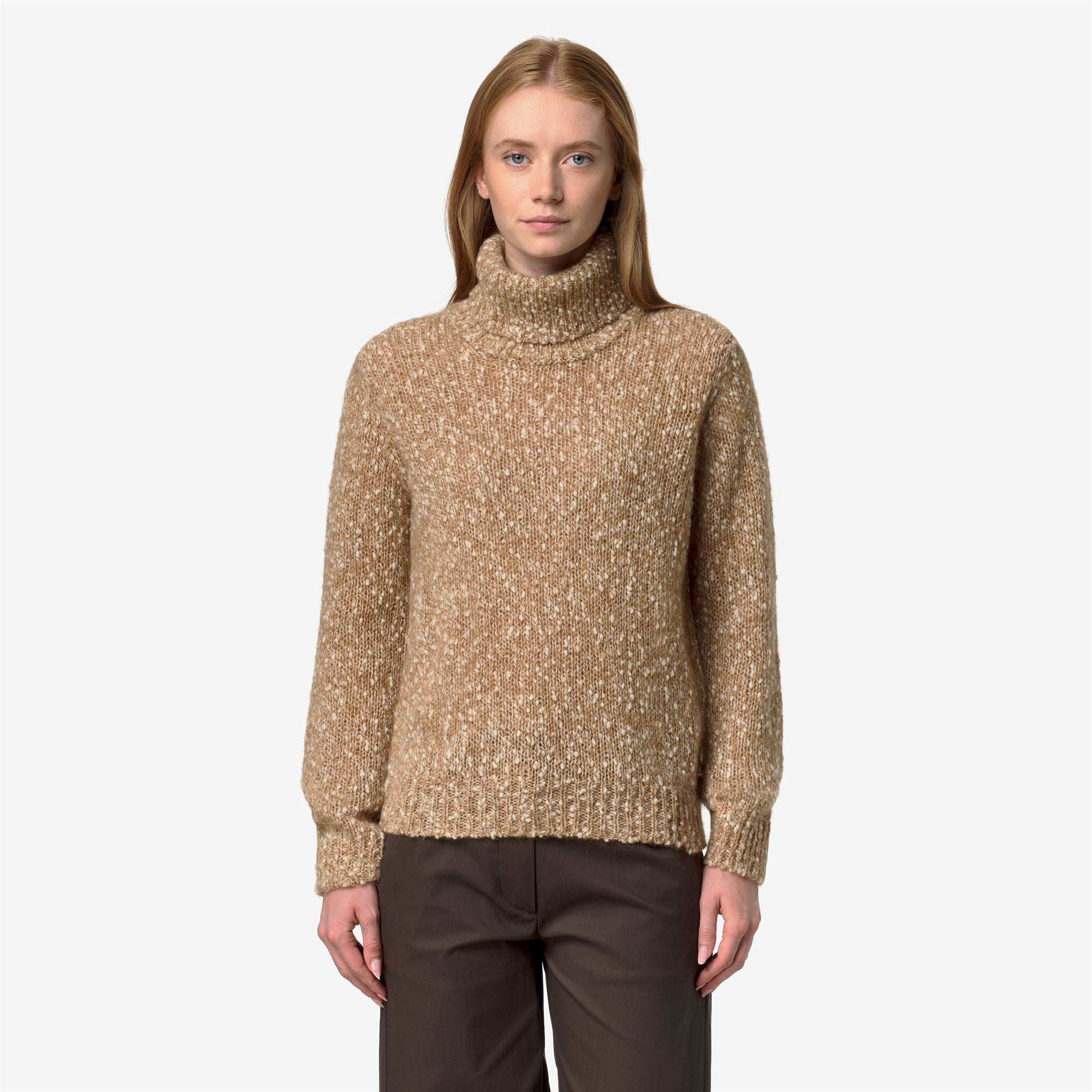 k-way-corine-coccola-yarn-pull-over-col-roul-femme-brown-white image 1