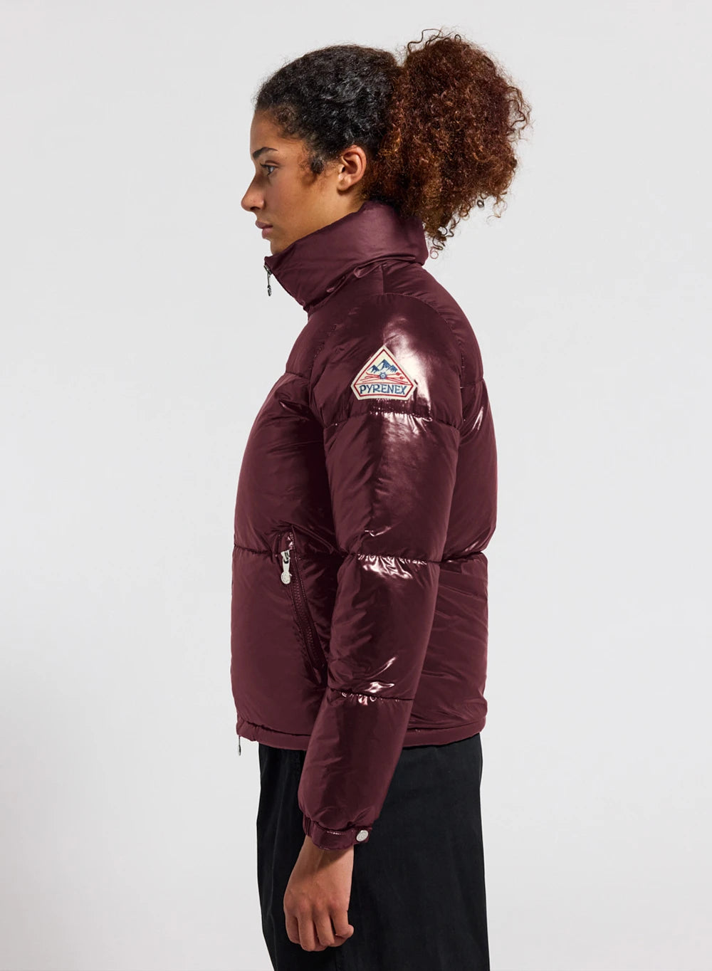 pyrenex-goldin-doudoune-courte-brillante-femme-bordeaux image 3