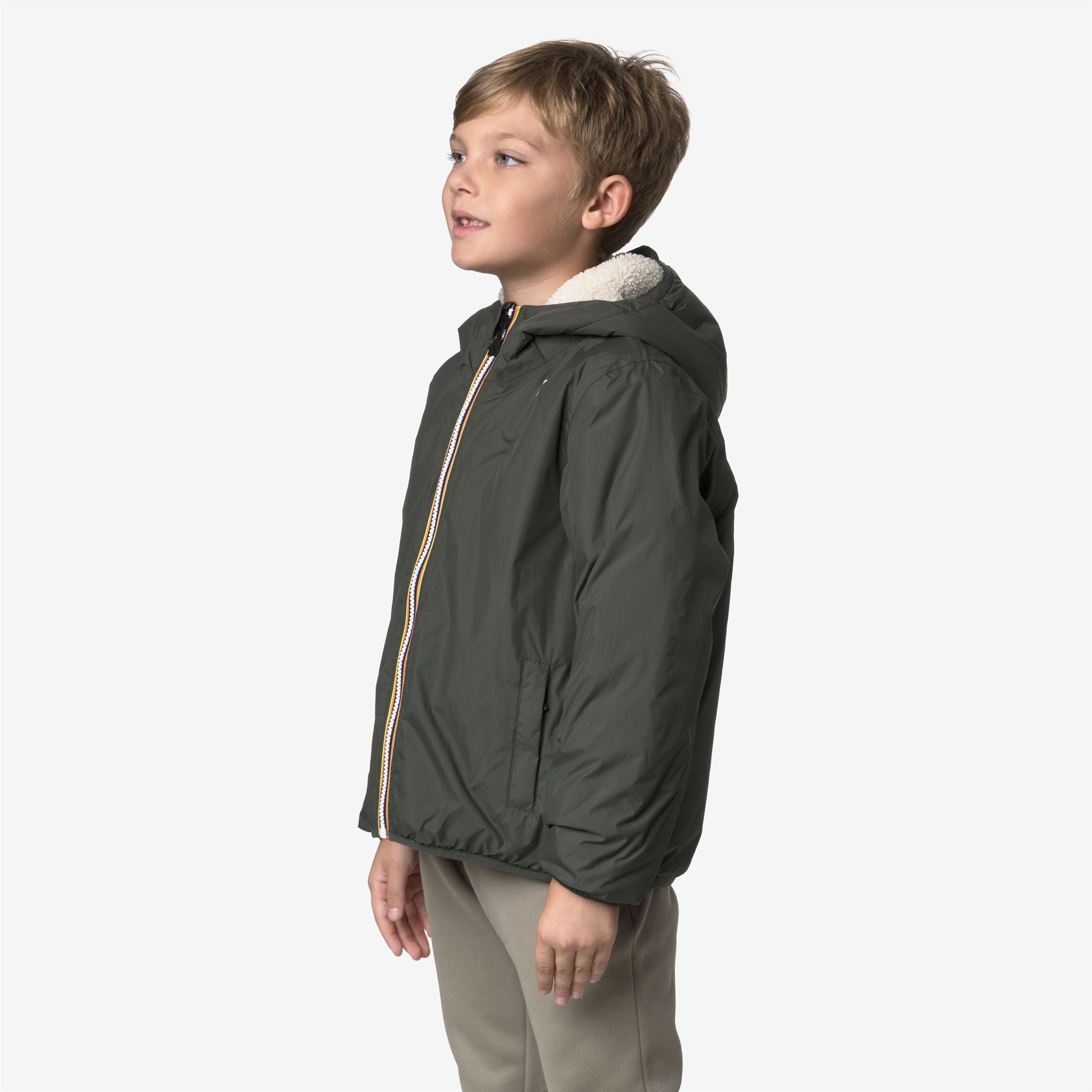k-way-le-vrai-4-0-claude-orsetto-petit-veste-mi-longue-enfant-unisexe-green-blac image 2