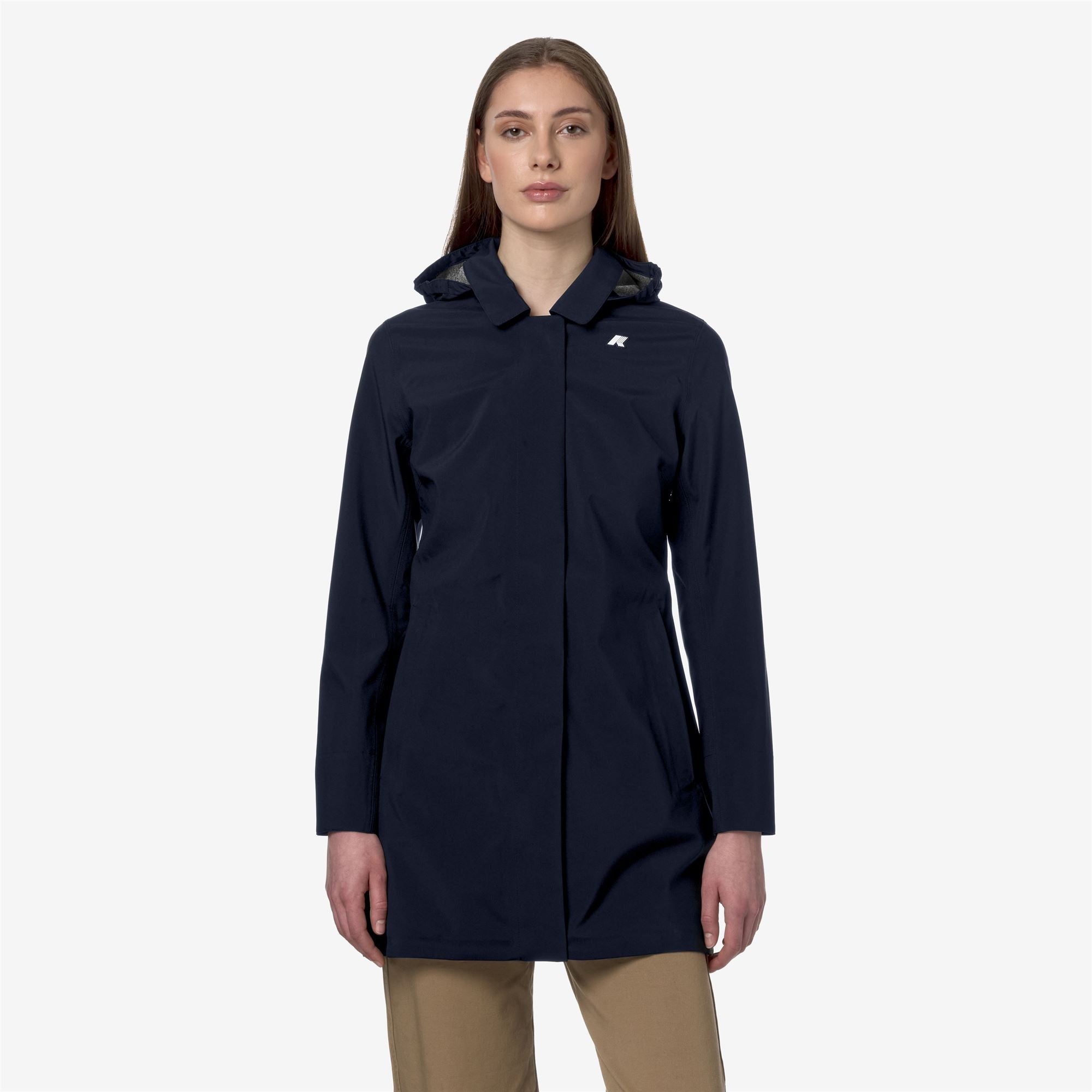 k-way-mathy-bonded-jersey-veste-mi-longue-trench-femme-blue-depth image 1