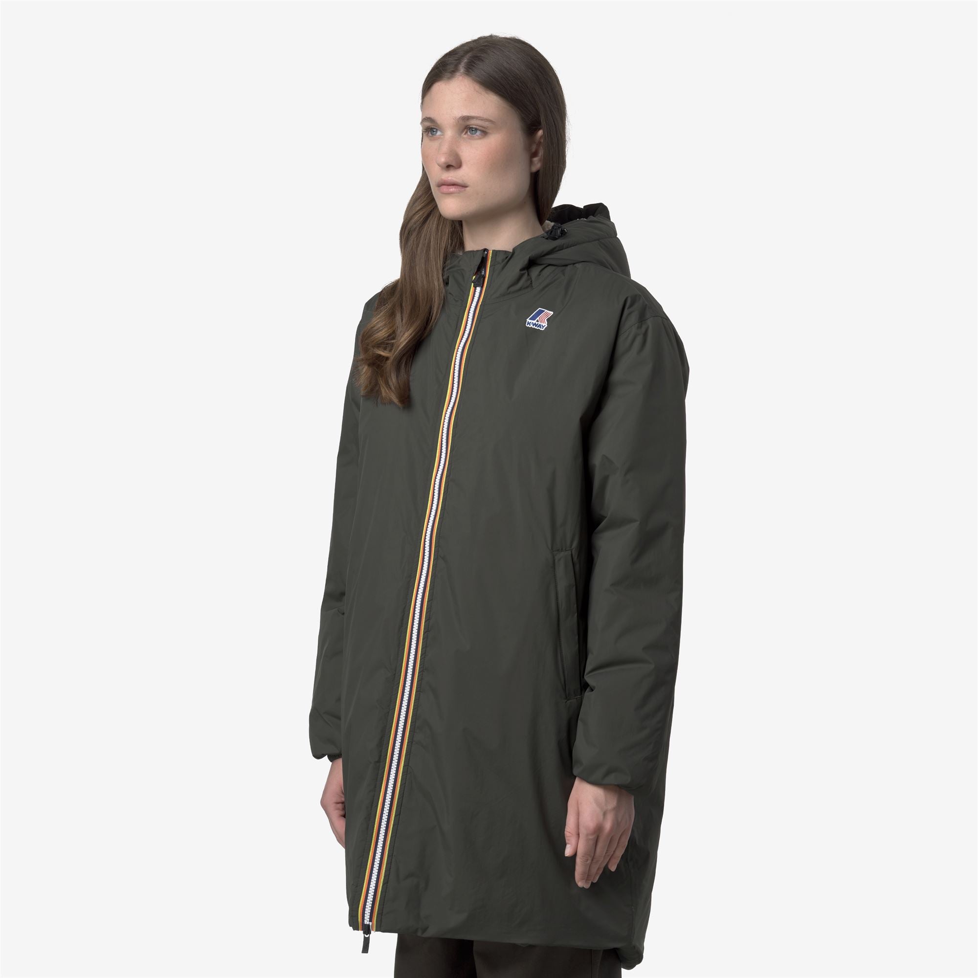 k-way-le-vrai-4-0-eiffel-east-orsetto-veste-3-4-unisexe-green-blackish image 1