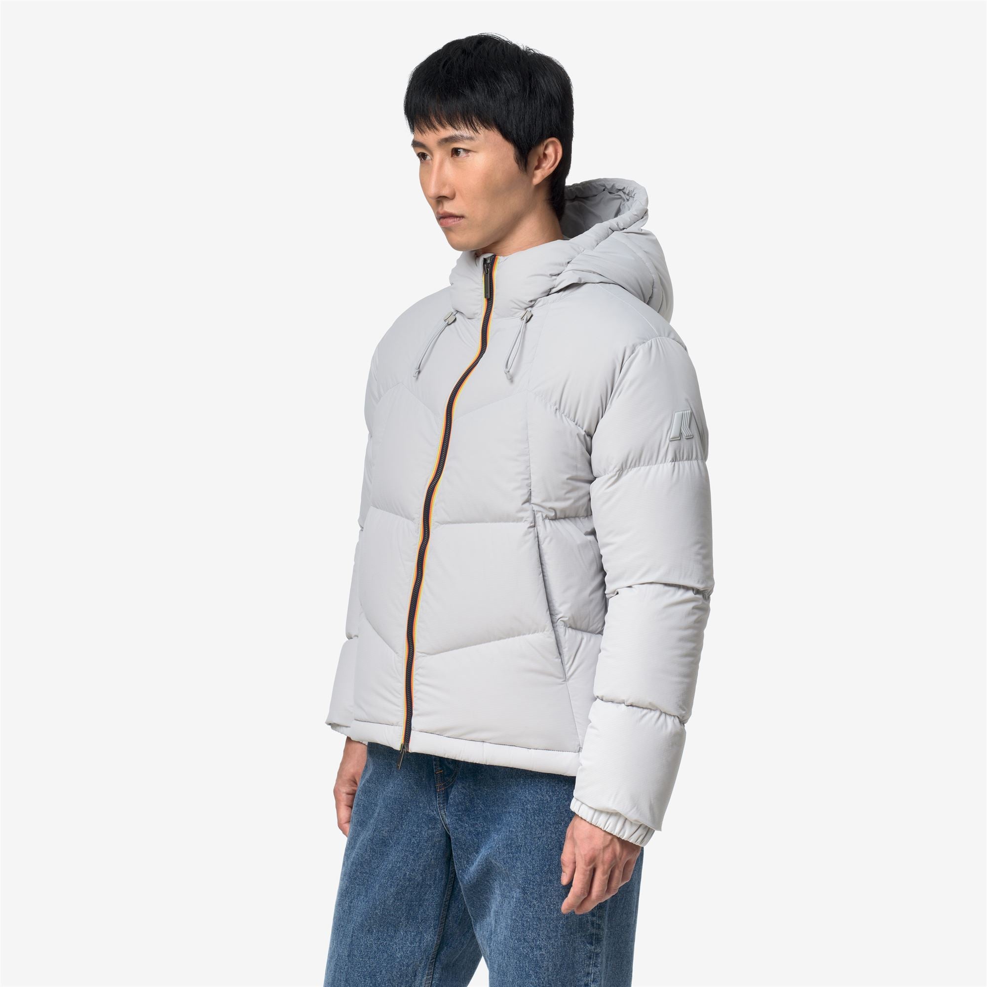 k-way-quill-fancy-nylon-doudoune-courte-homme-duvet-grey-ash image 2