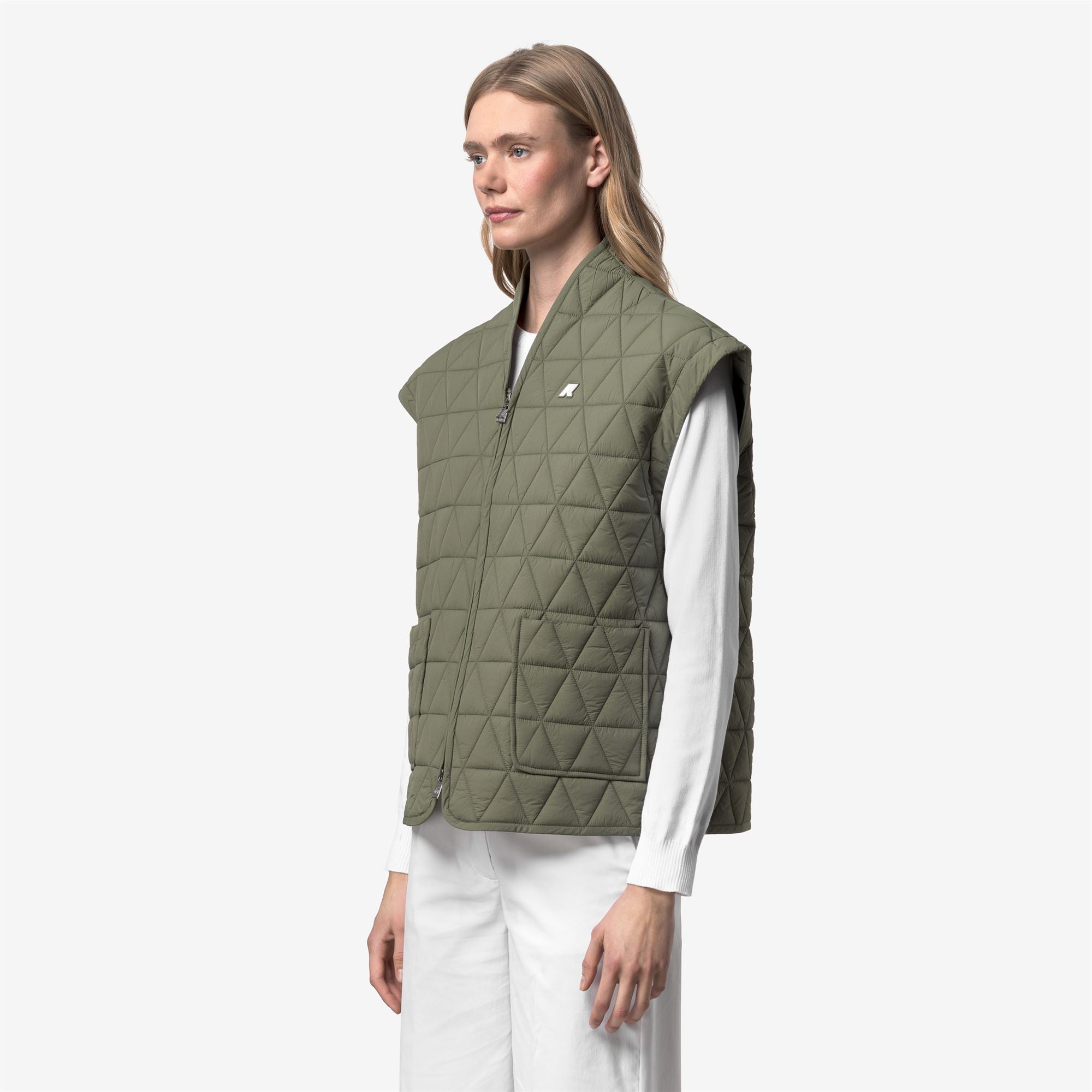 k-way-saloire-diamond-quilted-warm-af-gilet-femme-green-lichen image 2