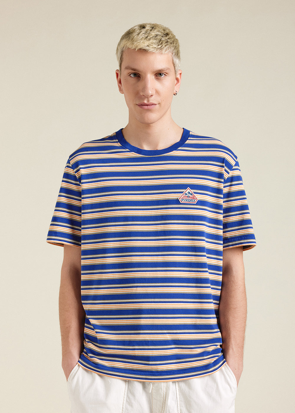 pyrenex-horizon-t-shirt-unisexe-rayures-coton-bio-blue-print image 2