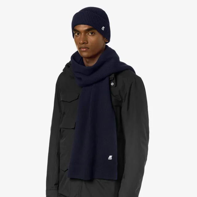 k-way-etienne-cardigan-stitch-wool-charpe-unisexe-blue-depth-2 image 1