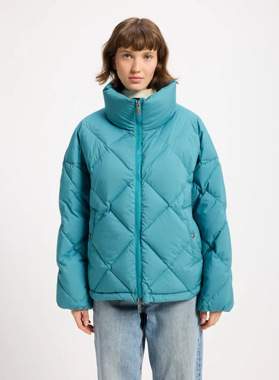 pyrenex-adele-doudoune-oversize-femme-col-enveloppant-turquoise image 1