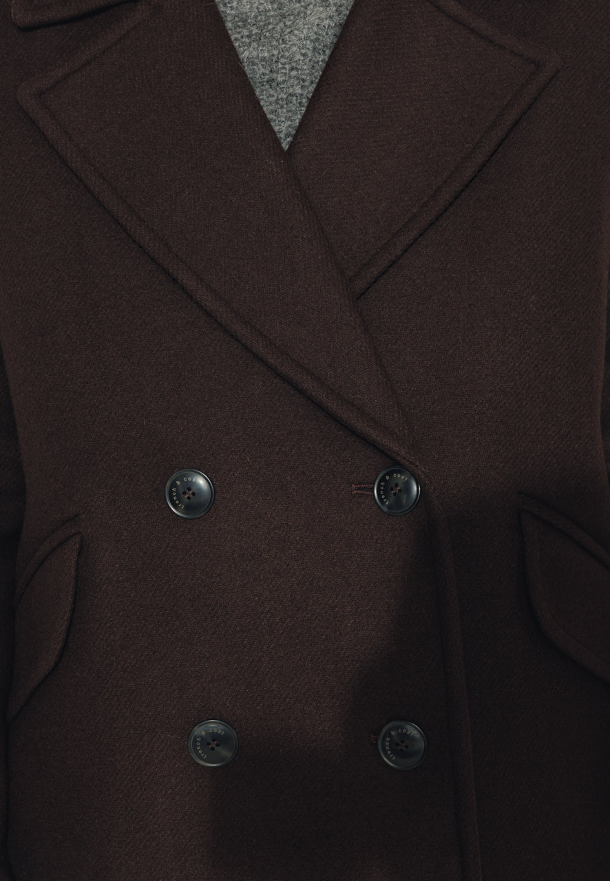 trench-coat-murier-manteau-court-oversize-drap-laine-vierge-marron image 3