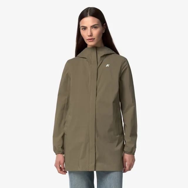 k-way-sophie-stretch-dot-veste-mi-longue-femme-green-army image 1