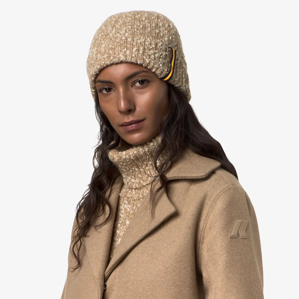 k-way-cocoune-coccola-yarn-bonnet-femme-brown-white image 1