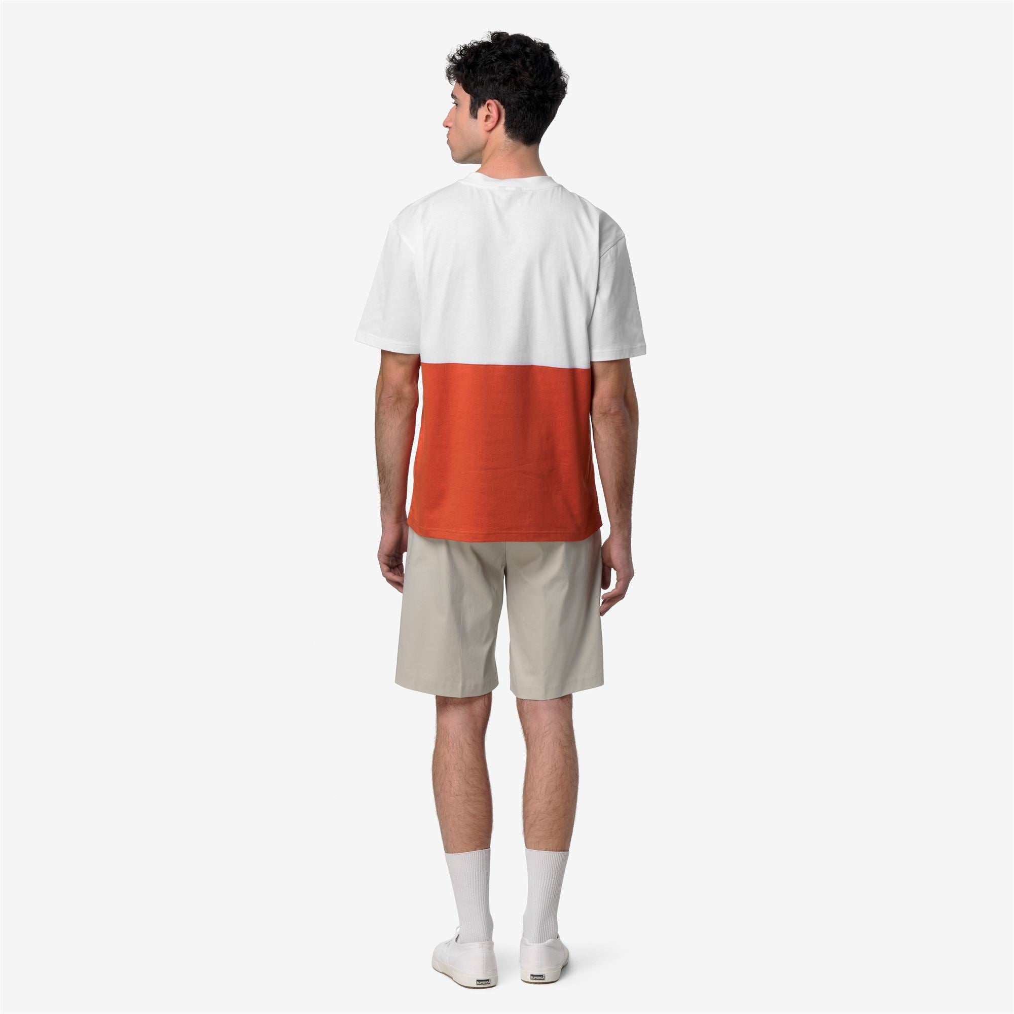k-way-solo-jersey-colorblock-t-shirt-homme-orange-brownish-white image 3
