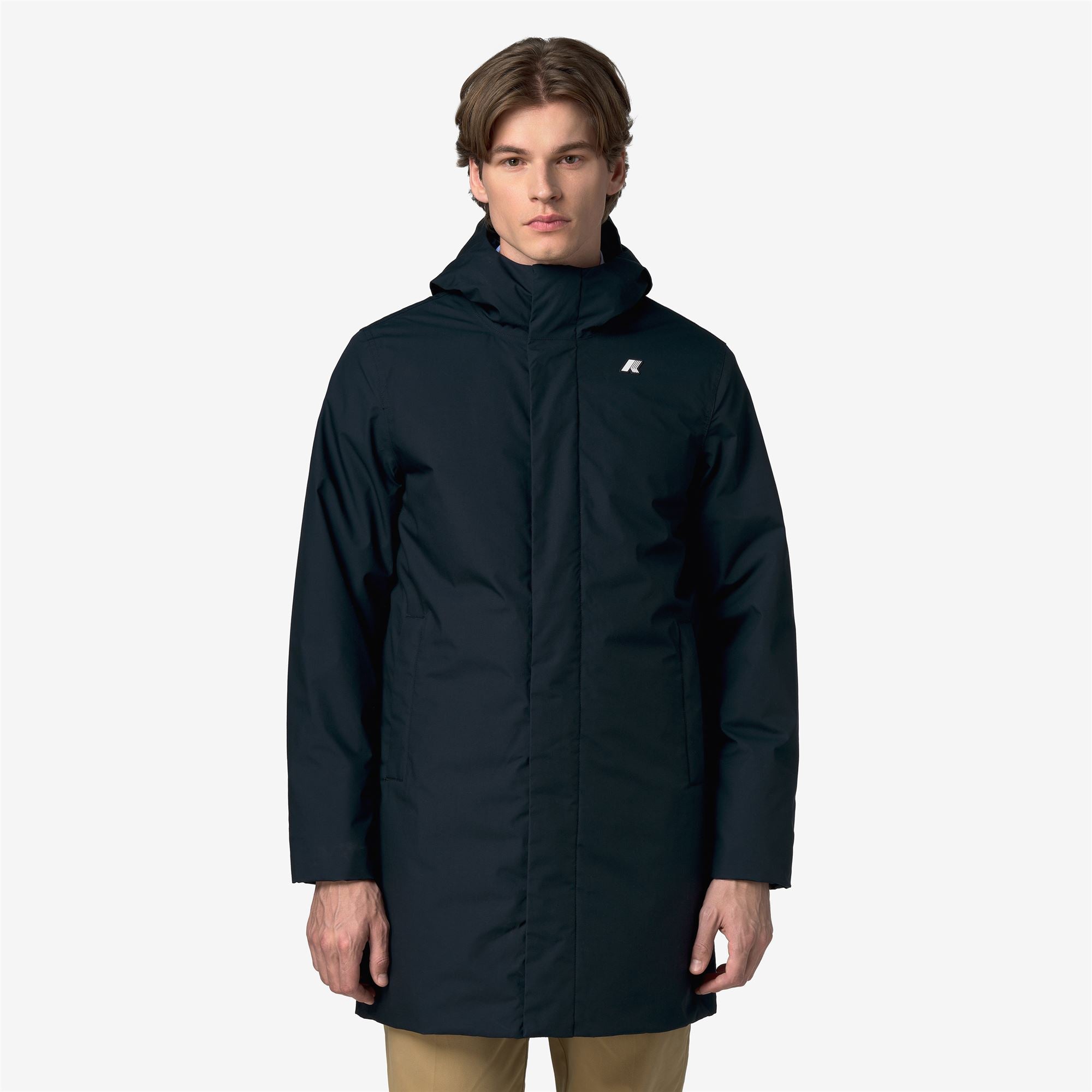 k-way-thomas-warm-micro-canvas-veste-longue-homme-blue-depth image 1