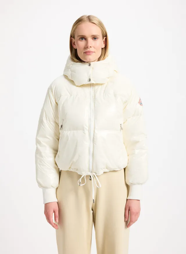 pyrenex-altic-doudoune-courte-femme-blanche-brillante-capuche image 1