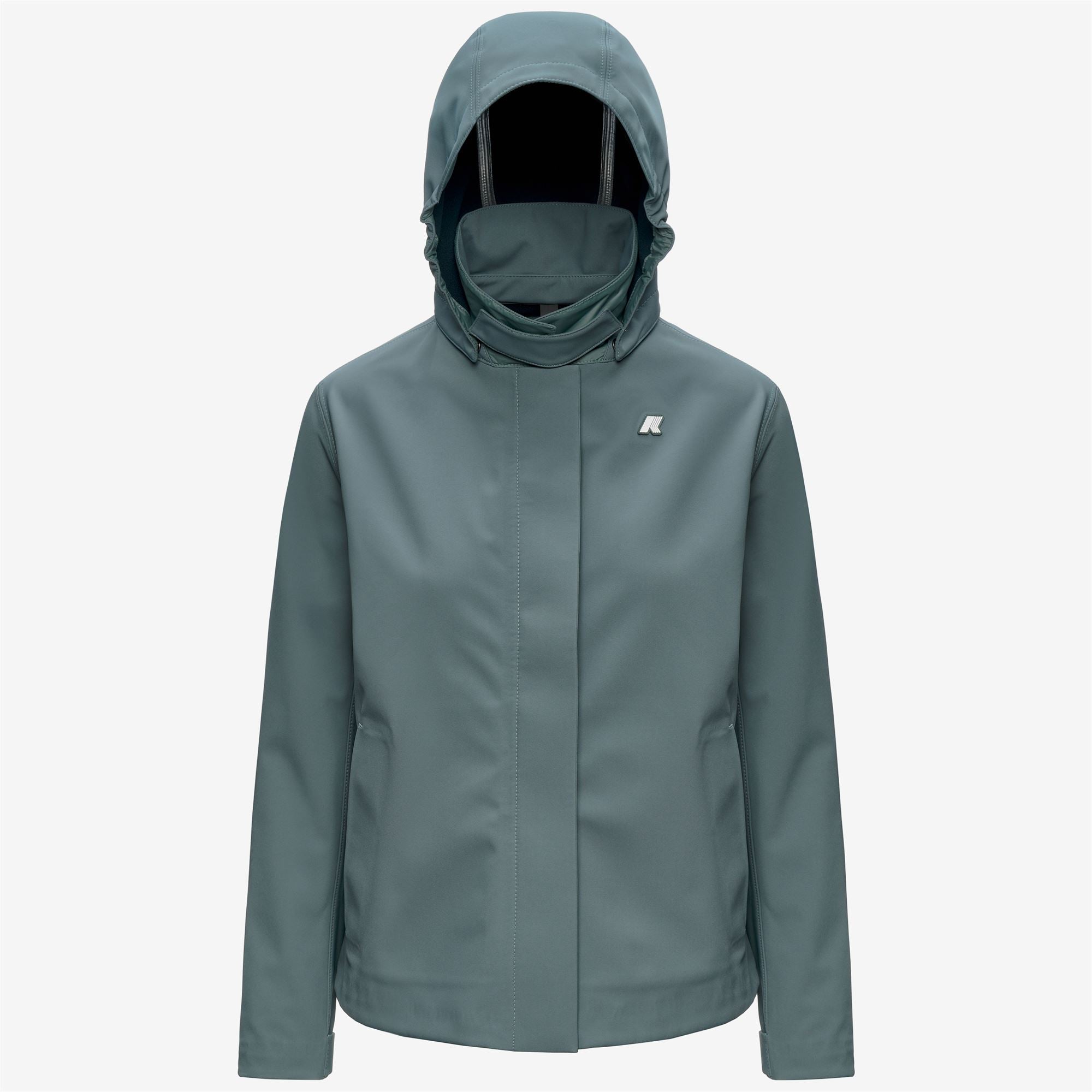 k-way-bleizou-bonded-trench-court-femme-green-balsam-blue-depth image 4