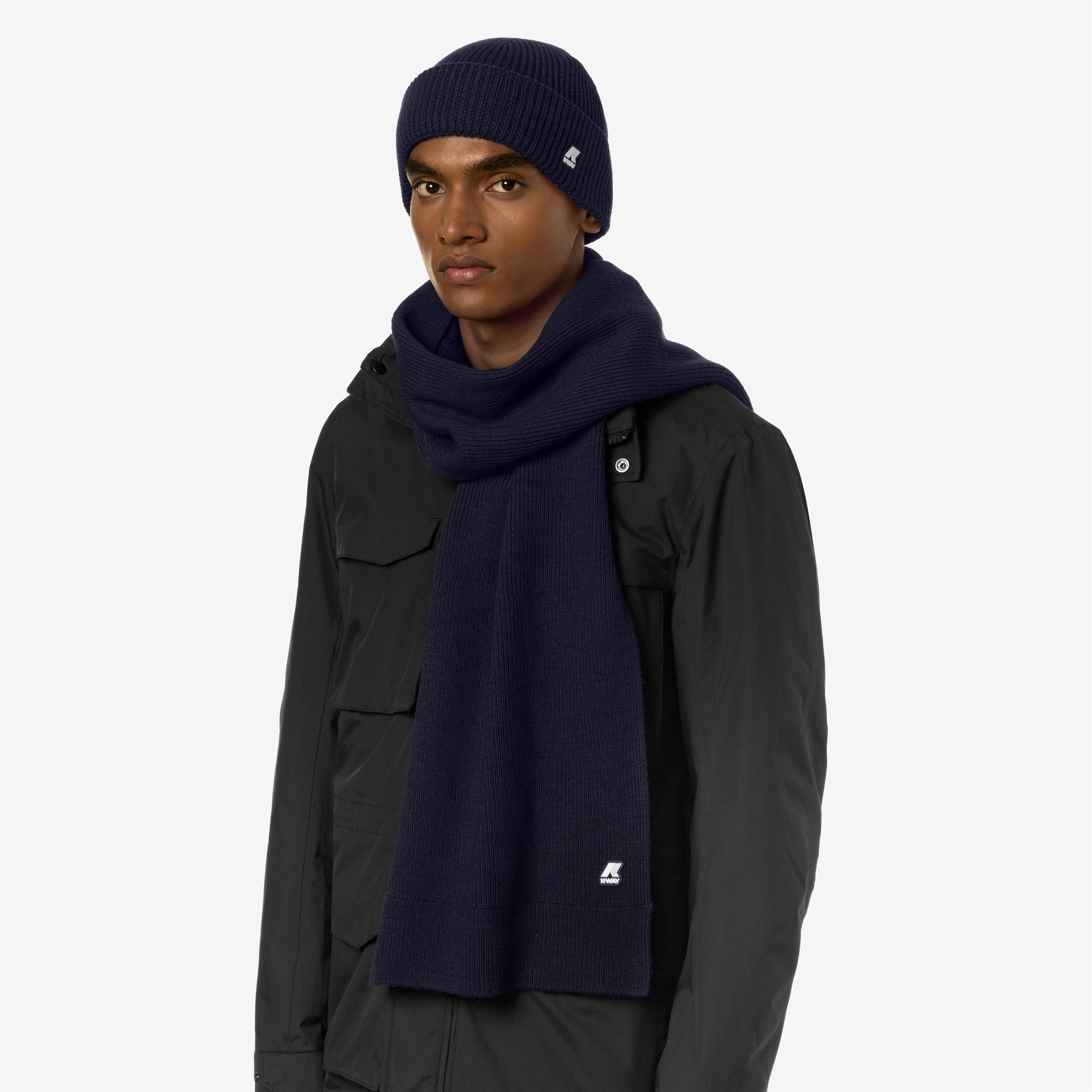 k-way-etienne-cardigan-stitch-wool-charpe-unisexe-blue-depth-2 image 1