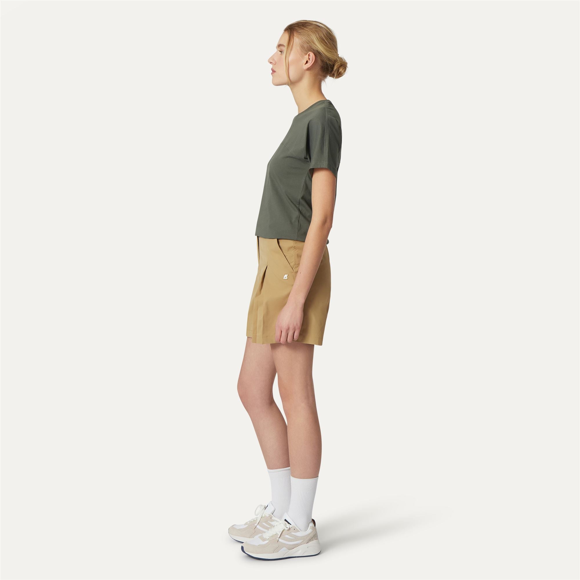 k-way-noise-twill-short-chino-femme-beige-khaki image 2
