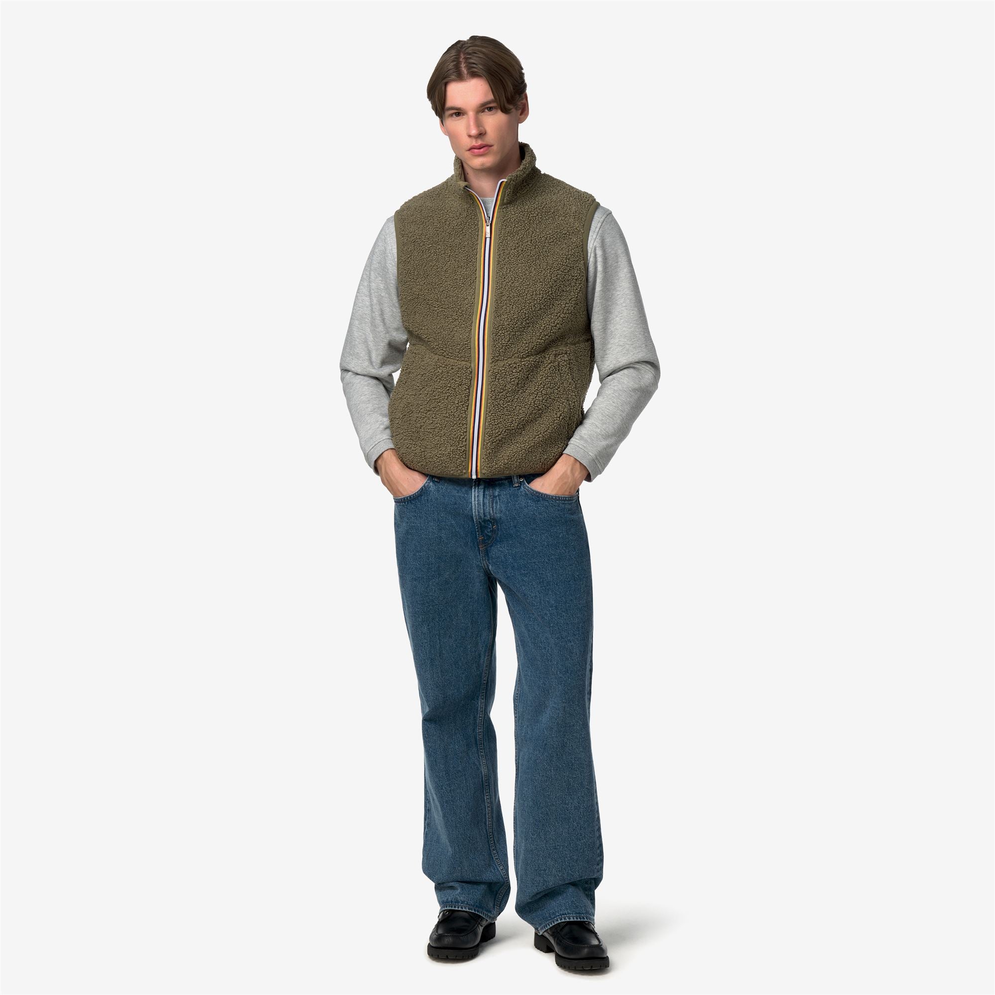 k-way-yannick-sherpa-polar-double-gilet-homme-green-army image 4