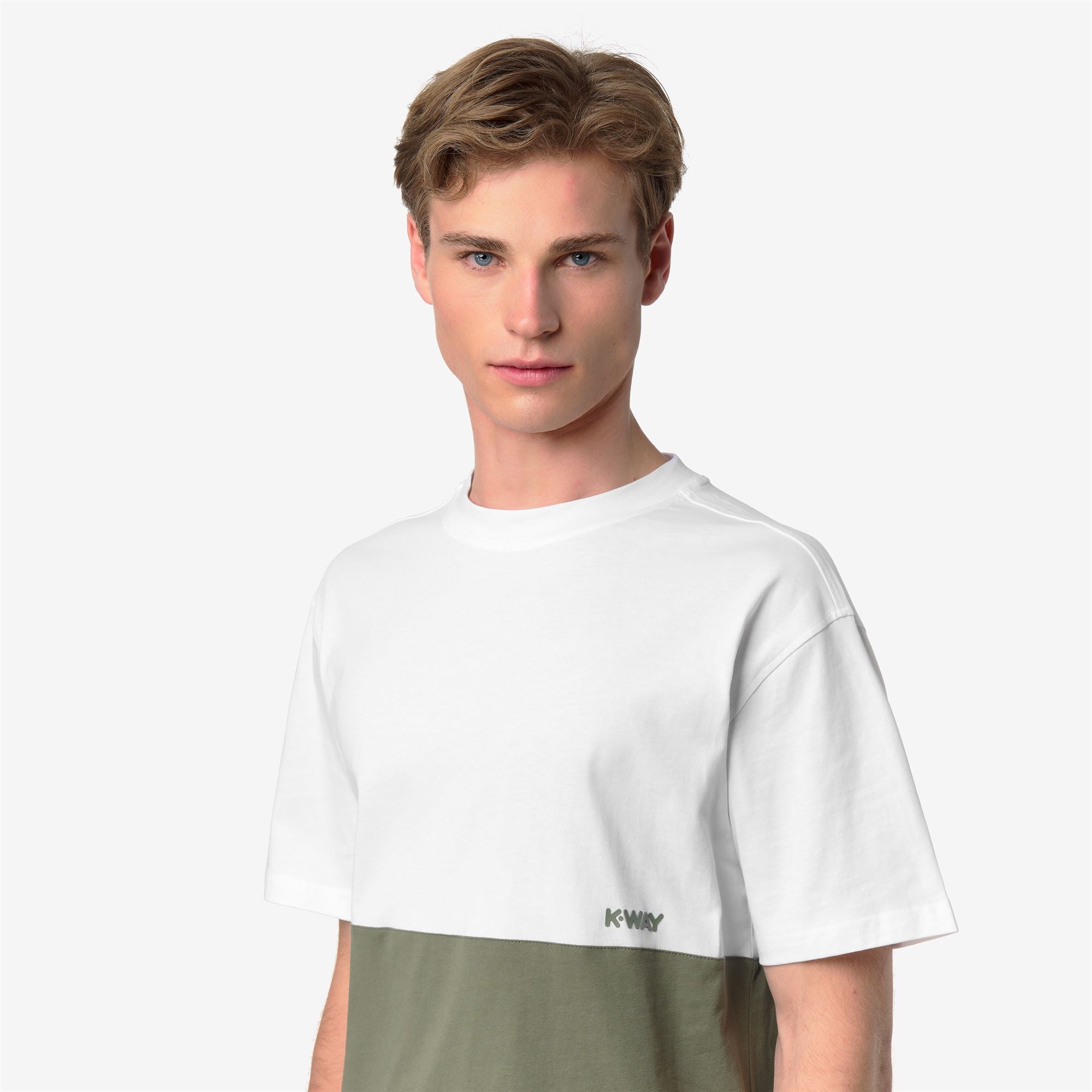 k-way-solo-jersey-colorblock-t-shirt-homme-green-lichen-white image 4