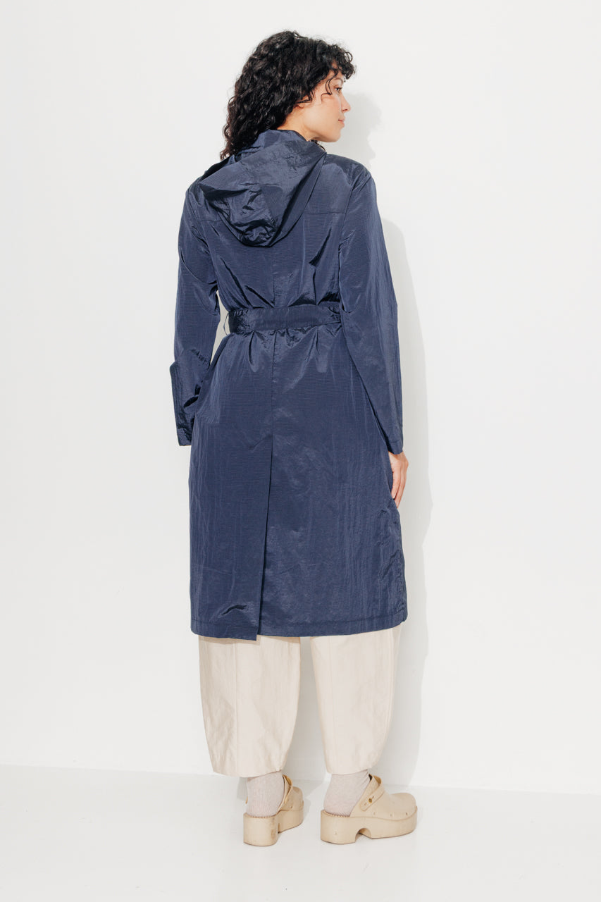 trench-coat-gramine-imper-long-oversize-capuche-marine-non-doubl image 2