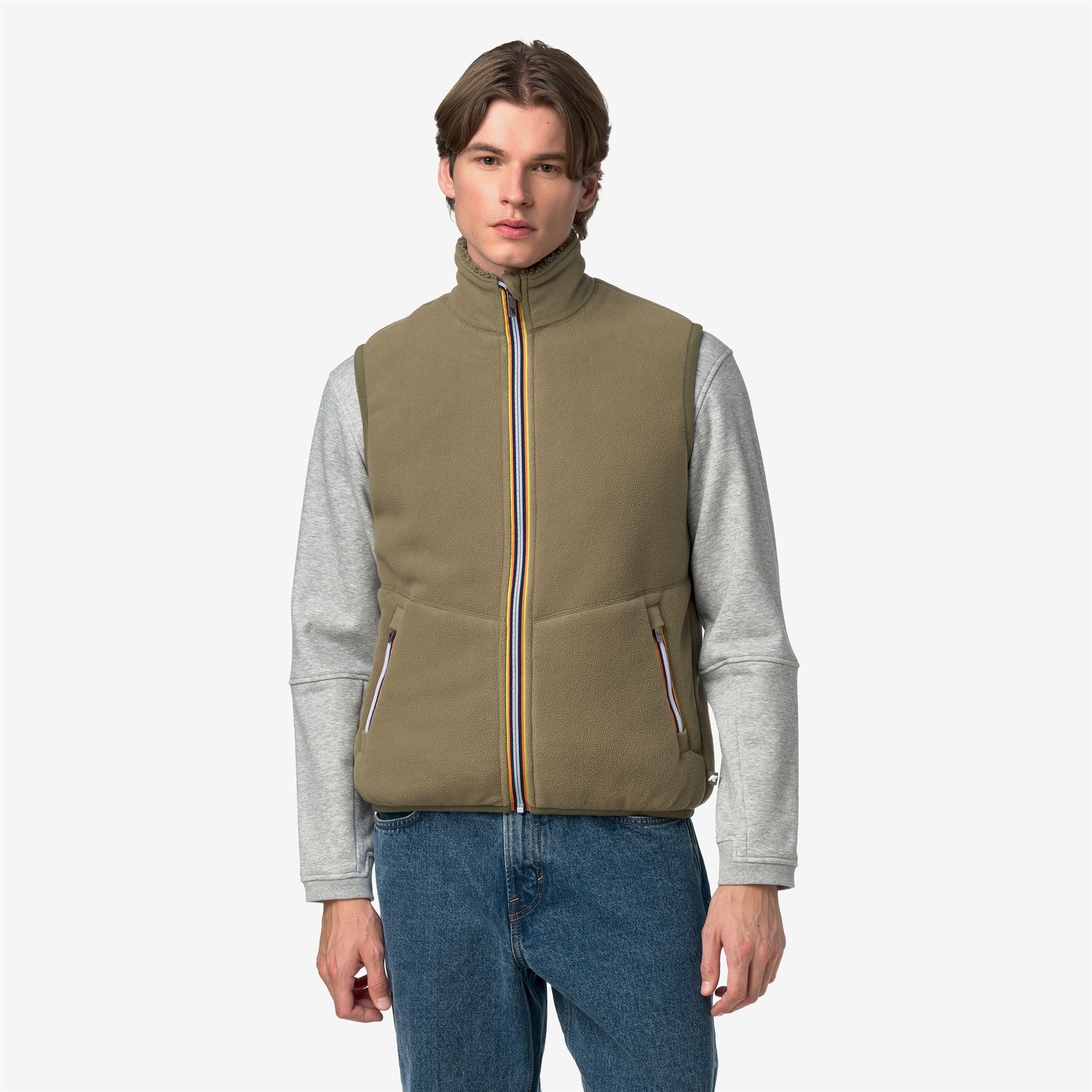 k-way-yannick-sherpa-polar-double-gilet-homme-green-army image 6