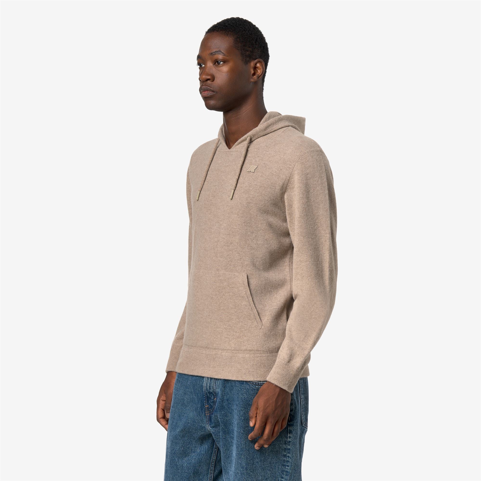 k-way-arzel-fleece-stitch-pull-capuche-homme-beige-plaza image 2