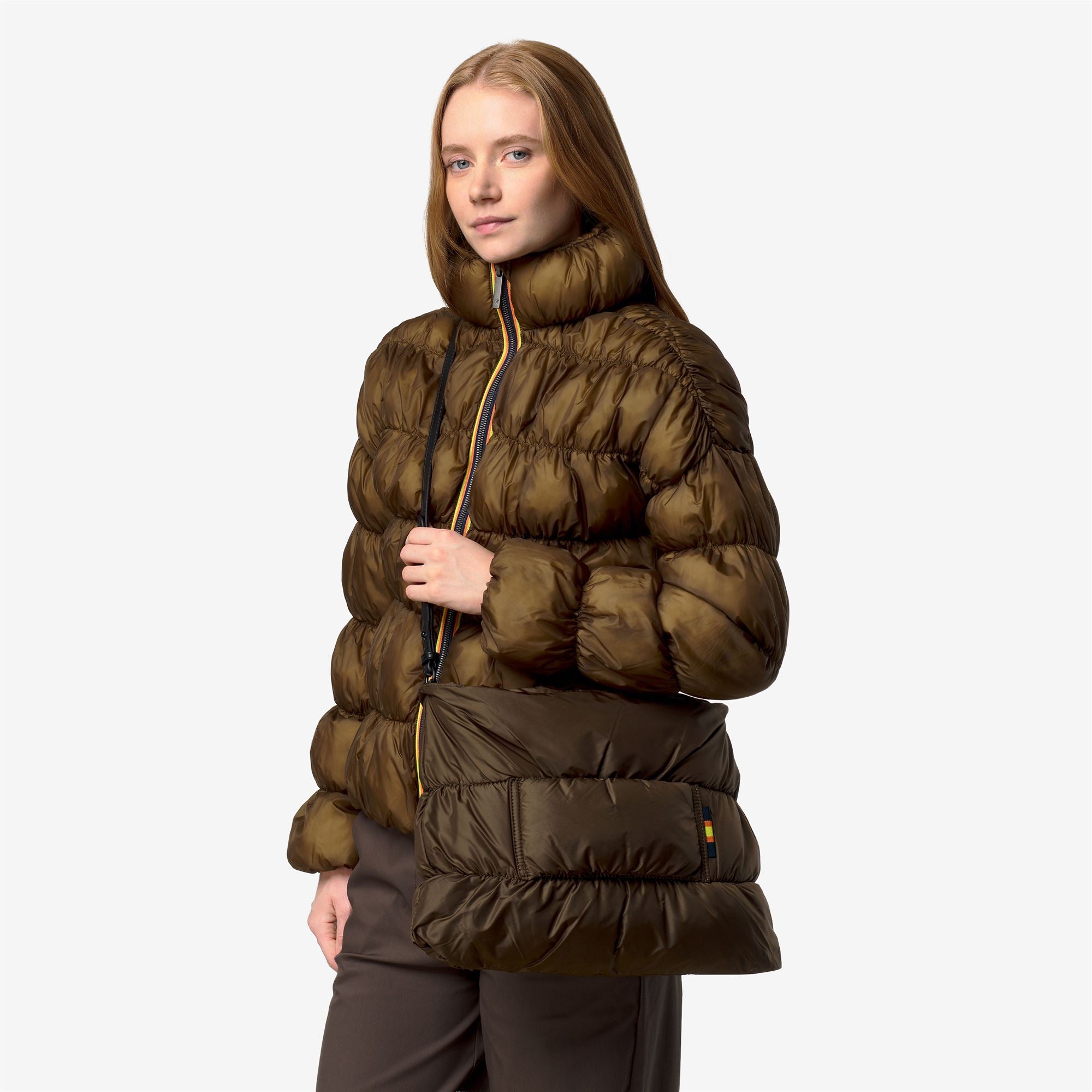 k-way-matelis-maxi-ruffle-pochette-femme-brown image 3