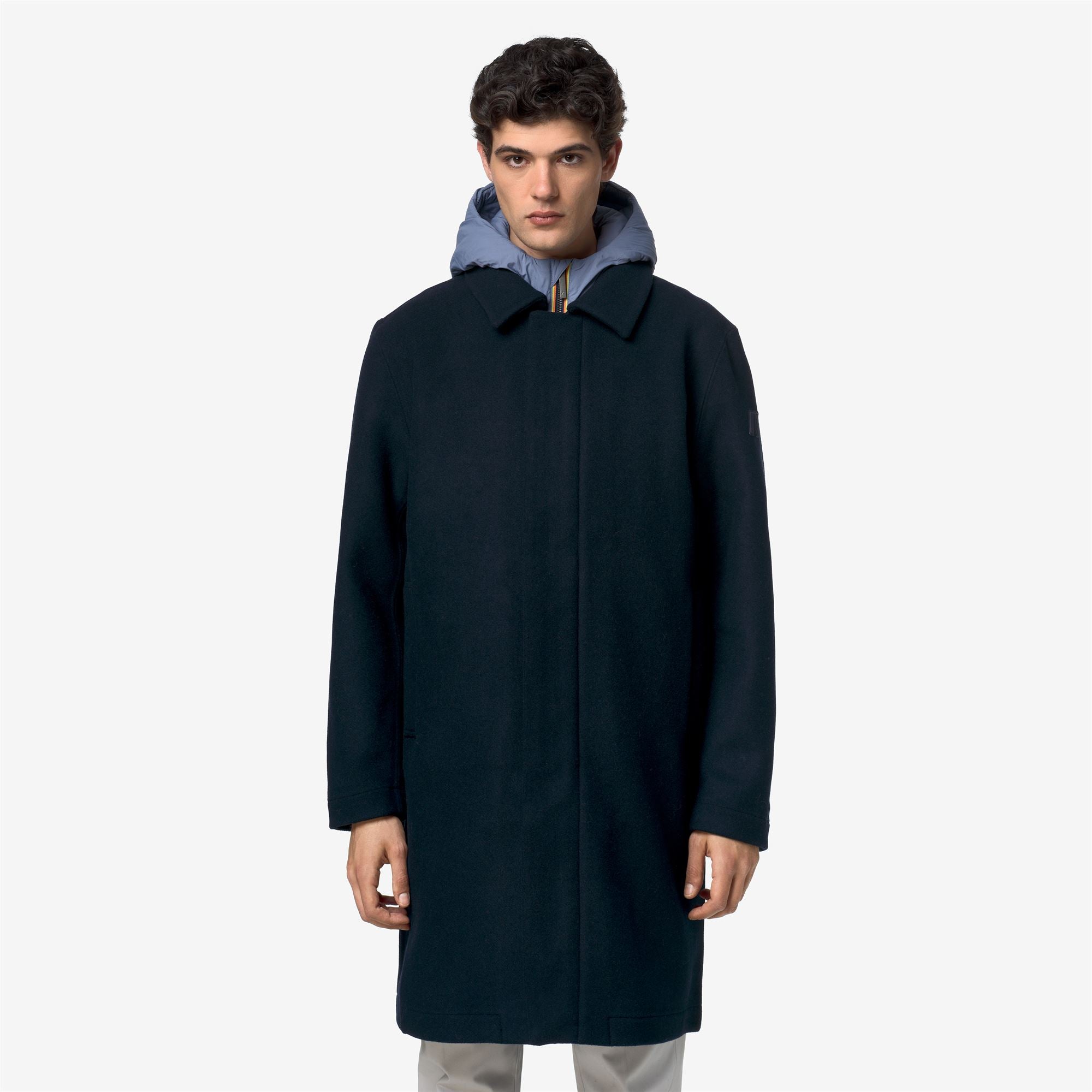 k-way-poirol-wool-nylon-manteau-3-4-homme-blue-depth-blue-wild image 1