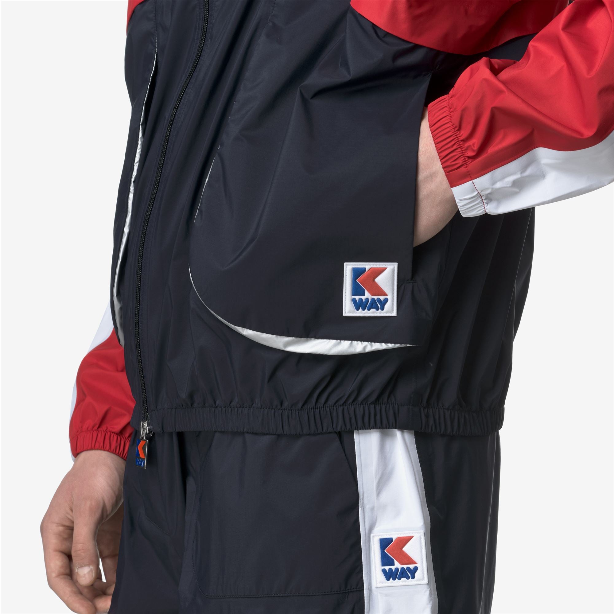 k-way-7002-full-zip-veste-courte-unisexe-blue-red-white image 4