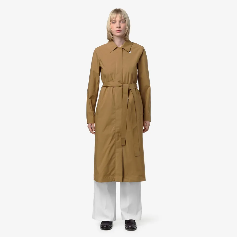k-way-barbra-stretch-2l-veste-longue-femme-brown-bistre image 1