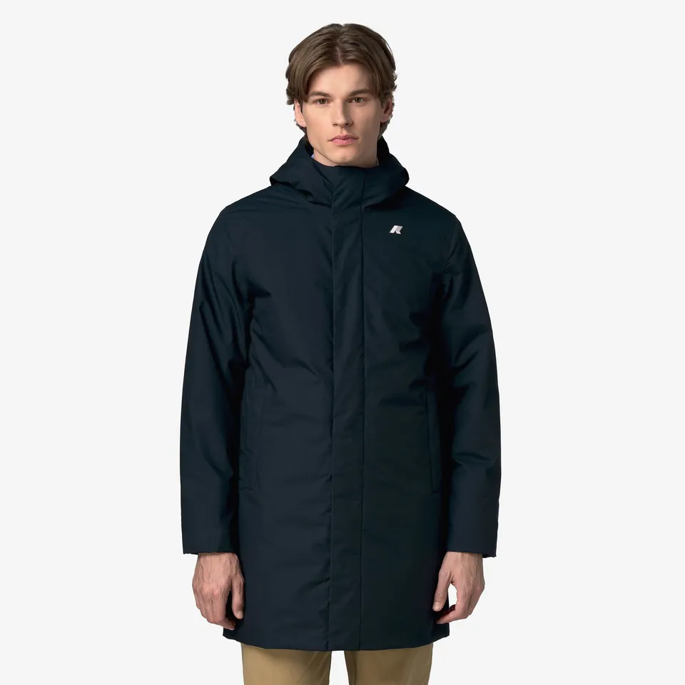k-way-thomas-warm-micro-canvas-veste-longue-homme-blue-depth image 1