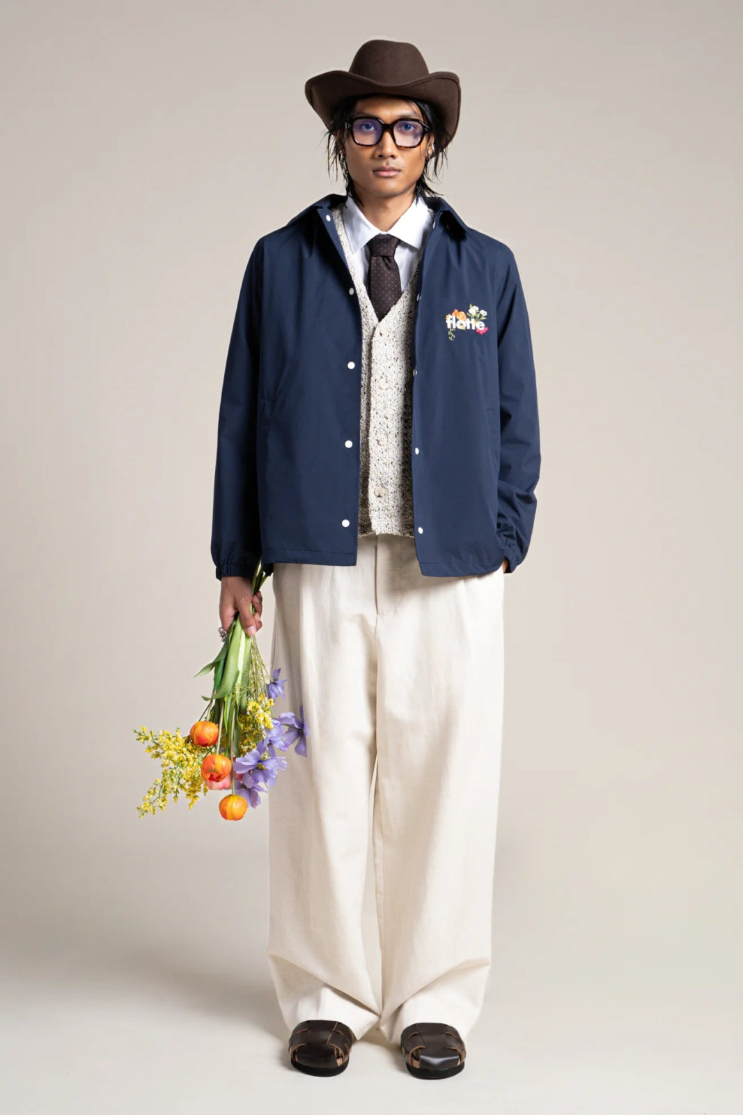 flotte-plaisance-veste-imperm-able-courte-bleu-de-travail-broderie-florale image 5