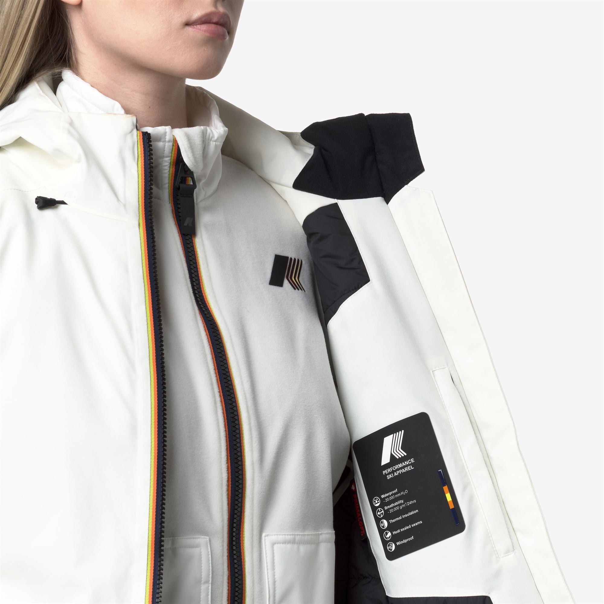 k-way-labresse-2l-twill-veste-mi-longue-femme-white-gardenia image 4
